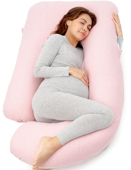 Imagem de Almofada de Gravidez Momcozy em Forma de U - Rosa - Para Dormir de Corpo Inteiro