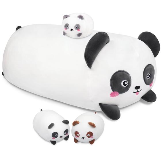 Imagem de Almofada de pelúcia Achwishap Mommy com bebês Panda 50cm