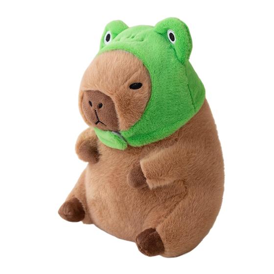 Imagem de Almofada de Pelúcia Capybara Ditucu - 35cm - Com Chapéu de Sapo