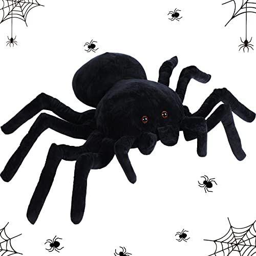 Imagem de Almofada de pelúcia Giant Spider  Brinquedo realista de animais pretos (120 x 80 cm)