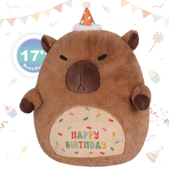 Imagem de Almofada de pelúcia Suzzipals 17 Happy Birthday Capivara para crianças