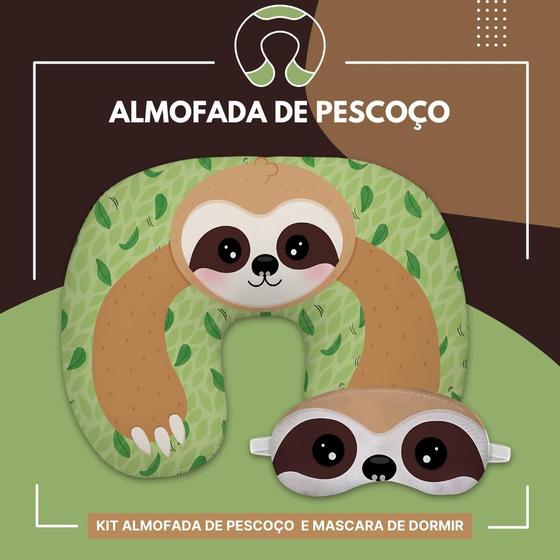 Imagem de Almofada De Pescoço Tapa Olhos Travesseiro Kit Viagem Dormir Preguiça