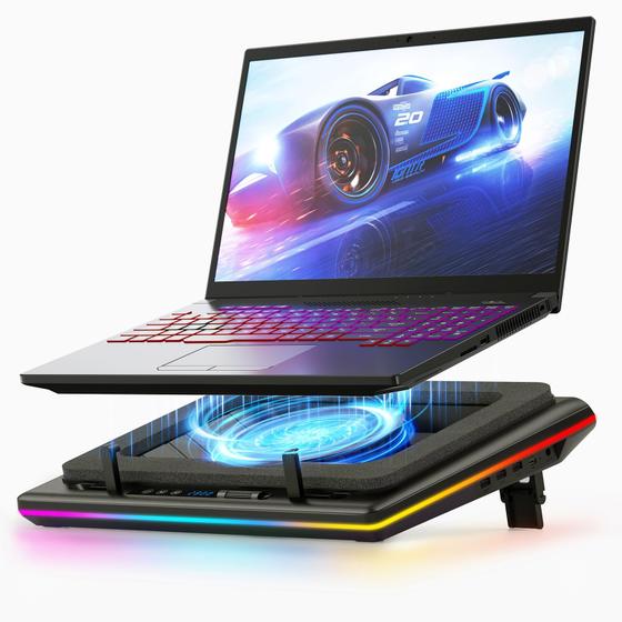 Imagem de Almofada de resfriamento para laptop llano RGB com turbofan para laptop de 15-19 polegadas