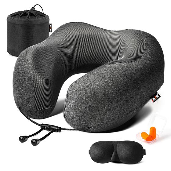 Imagem de Almofada de Viagem MLVOC com Memory Foam 100% Pura - Inclui Acessórios