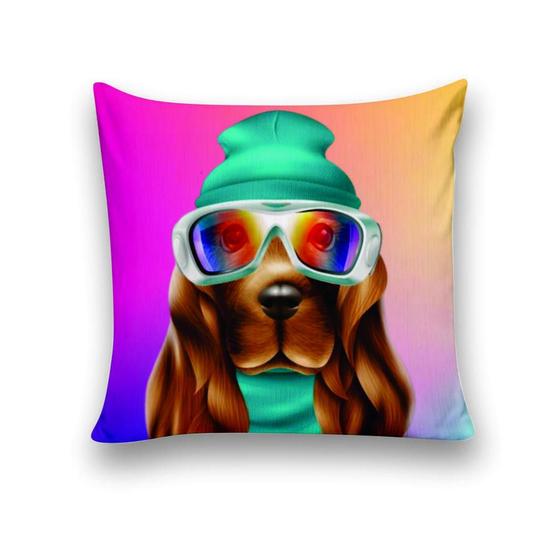 Imagem de Almofada Decorativa 25x25 Personalizado Cheias Cachorro de Óculos