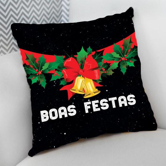 Imagem de Almofada Decorativa 40x40 Cheia p/ Natal Boas Festas Sinos