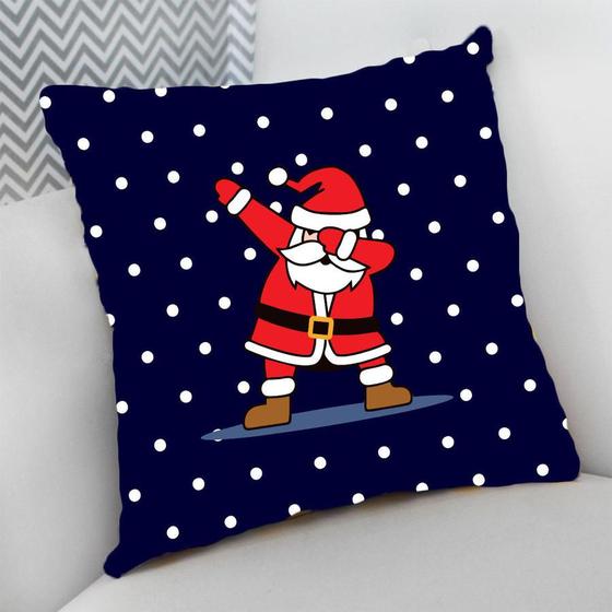 Imagem de Almofada Decorativa 40x40 Cheia p/ Natal Papai Noel Alegre Feliz