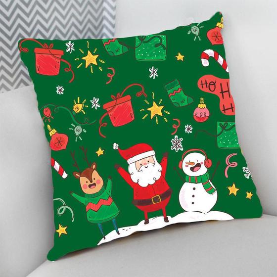 Imagem de Almofada Decorativa 40x40 Cheia p/ Natal Papai Noel e Enfeites Natal