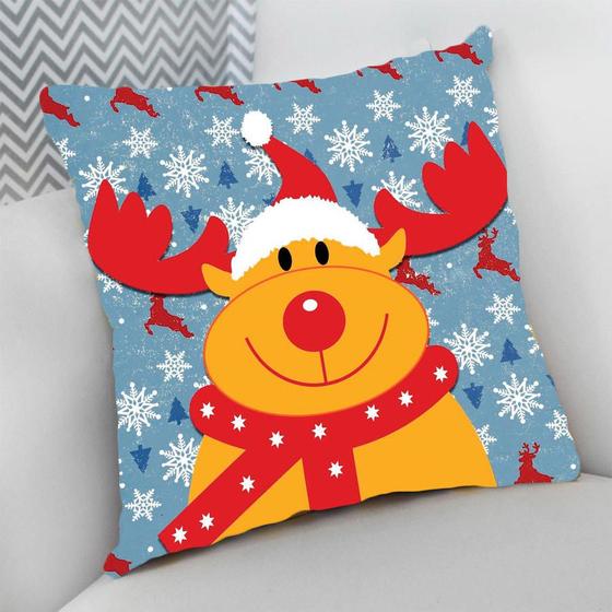 Imagem de Almofada Decorativa 40x40 Cheia p/ Natal Rena Papai Noel Neve