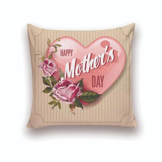 Imagem de Almofada Decorativa 40x40 Personalizado Cheias Dias das Mães Happy Mothers Day Bege