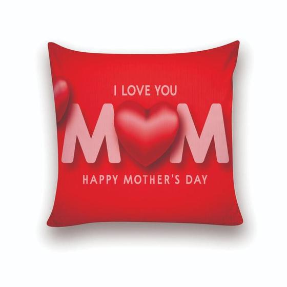 Imagem de Almofada Decorativa 40x40 Personalizado Cheias Dias das Mães I Love You Mom Vermelho