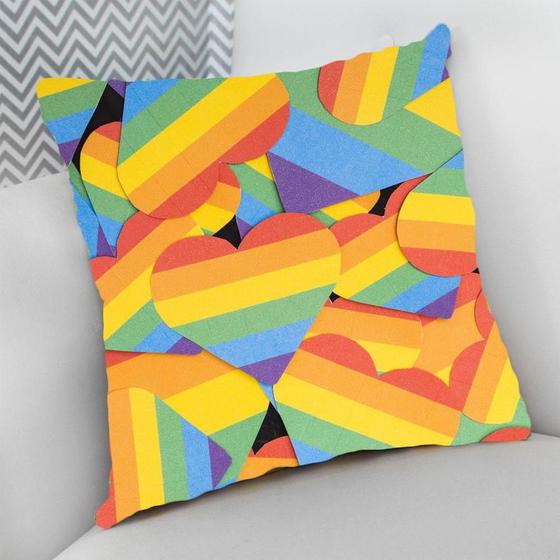 Imagem de Almofada Decorativa Cheia c/ Zíper 25x25cm, Arco-Íris LGBT