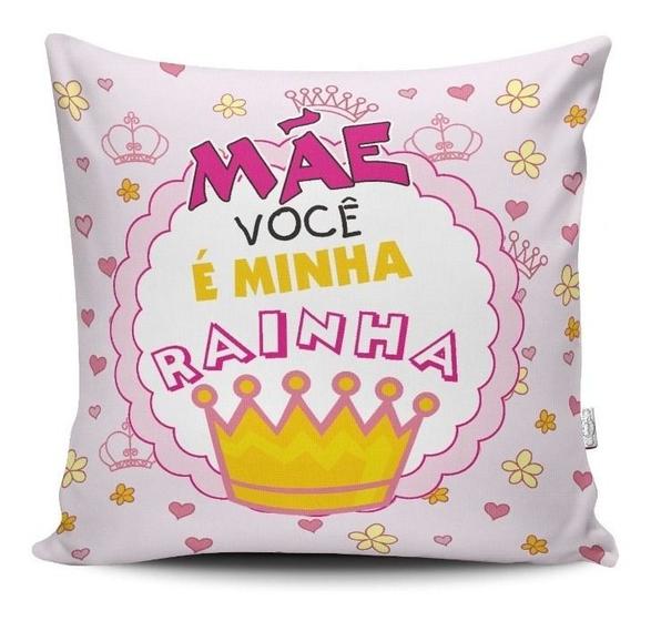 Imagem de Almofada Decorativa Estampada Colorida C/ Refil Presente Dia das Mães- Minha Rainha Rosa