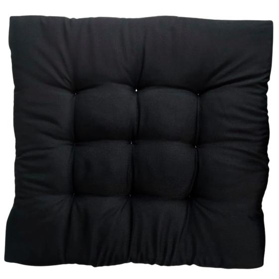 Imagem de Almofada Decorativa Futon Assento Cadeira 60x60cm Sofá Poltrona Cheia Grande Preto