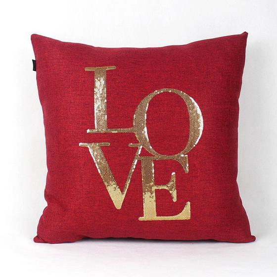 Imagem de Almofada Decorativa Premium Requinte Love Vermelha e Dourada
