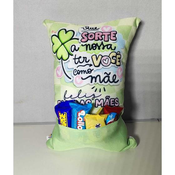 Imagem de Almofada Dia das Mães Presente Com Bolso Para Chocolate Almofada Cheia com Ziper