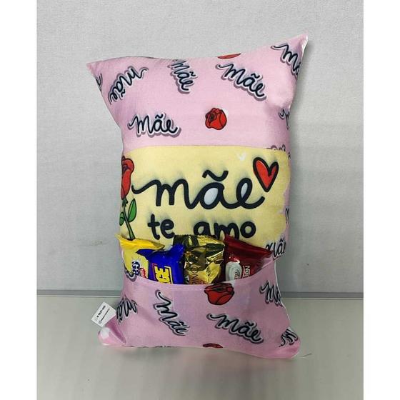 Imagem de Almofada Dia das Mães Presente Com Bolso Para Chocolate Almofada Cheia com Ziper