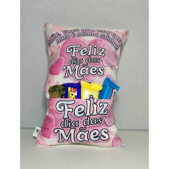 Imagem de Almofada Dia das Mães Presente Com Bolso Para Chocolate Almofada Cheia com Ziper