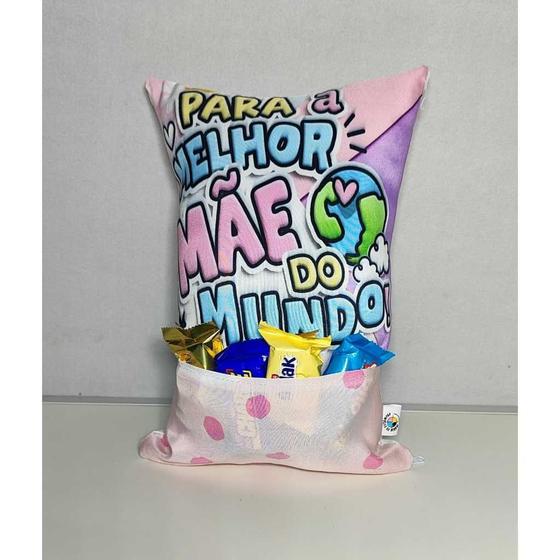 Imagem de Almofada Dia das Mães Presente Com Bolso Para Chocolate Almofada Cheia com Ziper