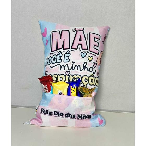 Imagem de Almofada Dia das Mães Presente Com Bolso Para Chocolate Almofada Cheia com Ziper