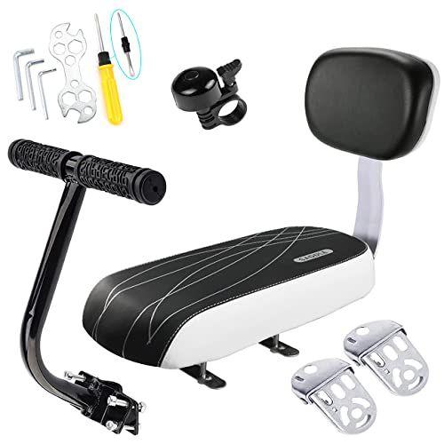 Imagem de Almofada do banco traseiro da bicicleta CenterZ com encosto de segurança + Corrimão do apoio do braço do banco traseiro + apoios para os pés de bicicleta ocultos dobráveis + campainha do guidão (Kit de ciclismo universal com instalação do conjunto