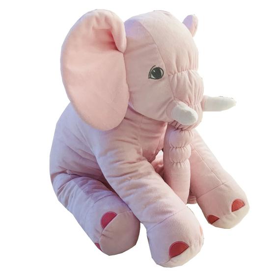 Imagem de Almofada Elefante de Pelúcia 55cm Macia Para Bebê Rosa Antialérgico - Barros Baby Store