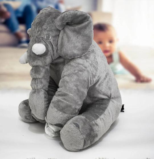 Imagem de Almofada Elefante Pelúcia 45cm Travesseiro Bebê Antialérgico