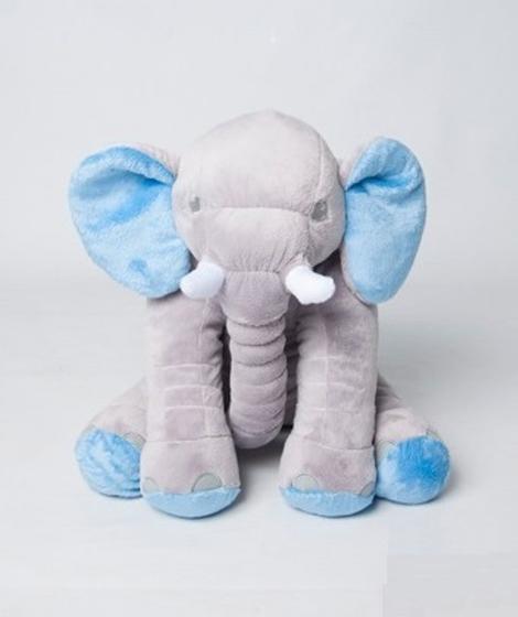 Imagem de Almofada Elefante Travesseiro Pelúcia Bebê Dormir Cinza C Azul 60-Duda Baby