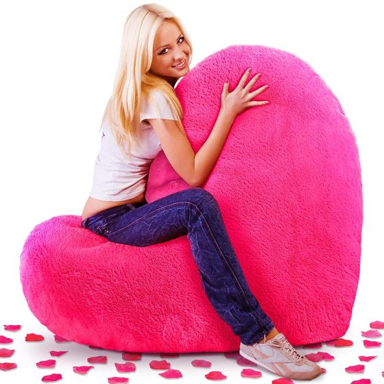 Imagem de Almofada em forma de coração Beeveer Giant 105 cm Bright Pink Plush