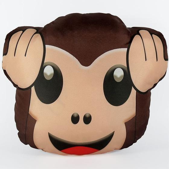 Imagem de Almofada emoji estampado 34x34 cm com zíper macaco surdo