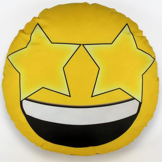 Imagem de Almofada emoji estampado 34x34 cm com zíper olhos com estrelas