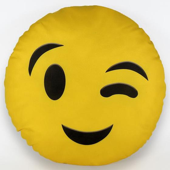 Imagem de ALMOFADA EMOJI ESTAMPADO 34x34 CM COM ZÍPER PISCADINHA