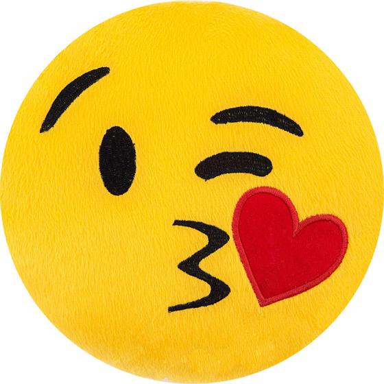 Imagem de Almofada emoji pelúcia 28x28cm com zíper bordado beijinho