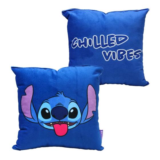 Imagem de Almofada Fibra Veludo 25x25 Stitch Good Vibes Zona Criativa - 10065128