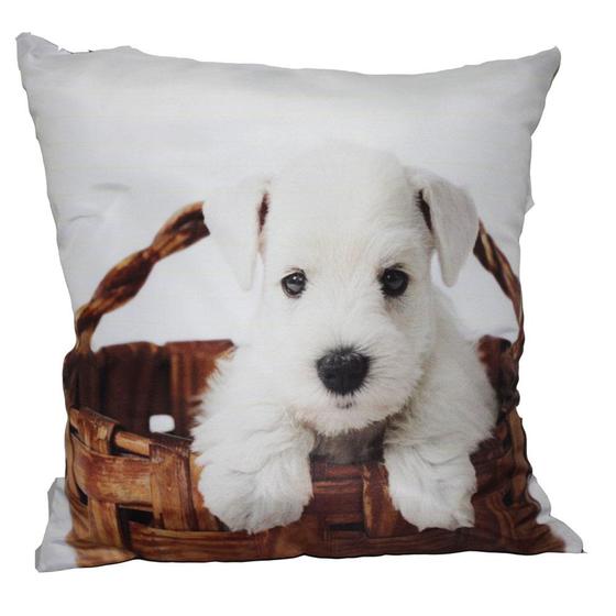 Imagem de Almofada Impressão Digital Cachorro Cesto Branco 42x42 cm - Uniart - Uniart