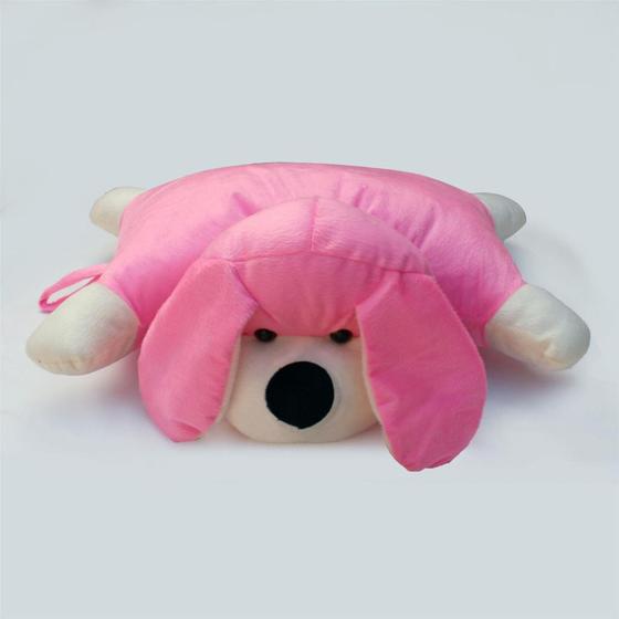 Imagem de Almofada Infantil Travesseiro Cachorro Bichinho Pelúcia rosa