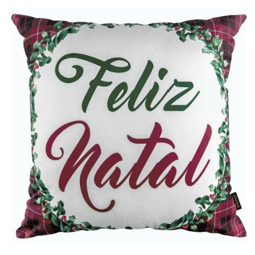 Imagem de Almofada Natal Guirlanda Feliz 425 Belchior 43x43cm Bordo