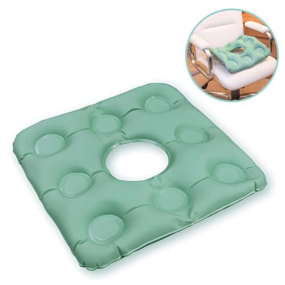 Imagem de Almofada Ortopédica Assento com Orifício para Hemorroida Caixa de Ovo Quadrada Inflável Água e Ar