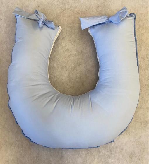 Imagem de Almofada Para Amamentacao Bebe Travesseiro Amamentar Unissex -Liso Azul Claro