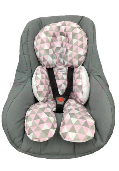 Imagem de Almofada Para Bebe Conforto Suporte Carrinho Redutor Chevron Rosa