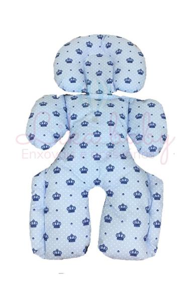 Imagem de Almofada Para Bebe Conforto Suporte Carrinho Redutor Coroa Azul