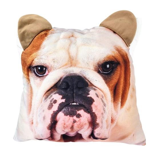 Imagem de Almofada Pet Cachorro Bulldog Branco Bege 40X40Cm Decoração