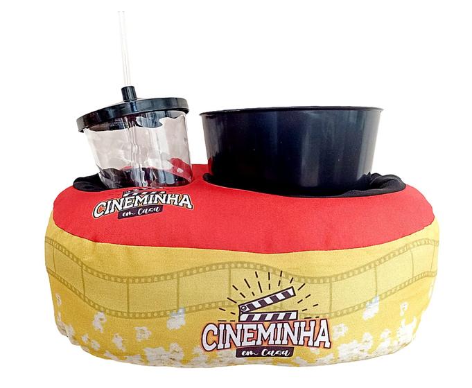 Imagem de Almofada porta pipoca com balde e 1 copo individual manuque
