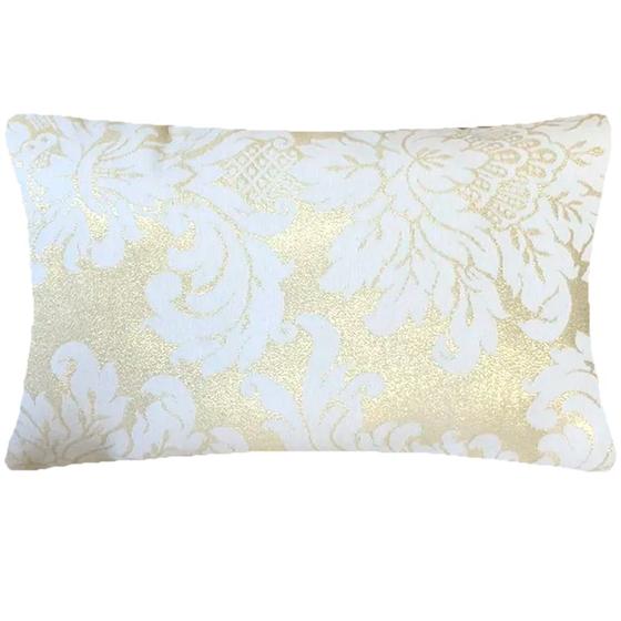 Imagem de Almofada Retangular Luxo Medalhão Dourado e Branco 50x28cm