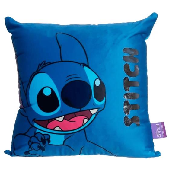 Imagem de Almofada Stitch Em Veludo 40x40cm Azul Zona Criativa