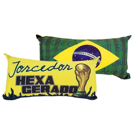 Imagem de Almofada Torcedor Hexagerado Decorativa Brasil Copa Do Mundo