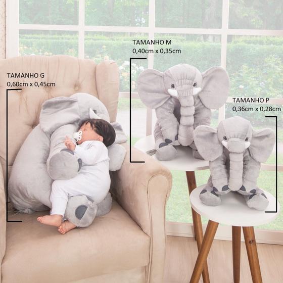 Imagem de Almofada travesseiro apoio elefante para bebe pelucia grande