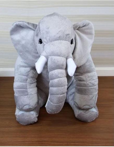 Imagem de Almofada Travesseiro Elefante News Bebê Dormir Pelúcia Cinza 64cm