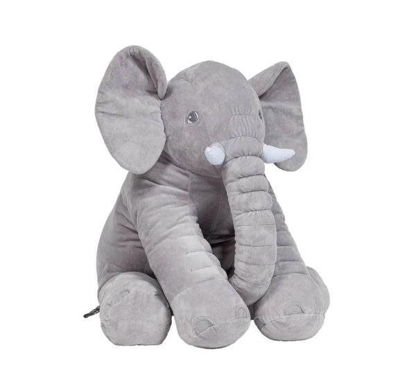 Imagem de Almofada Travesseiro Elefante News Dormir Para Bebê Menino Menina Pelúcia Cinza 64cm.