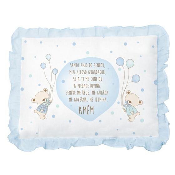 Imagem de Almofada Travesseiro Infantil Com Oração Estampado Com Babado 35x28 Papi Textil